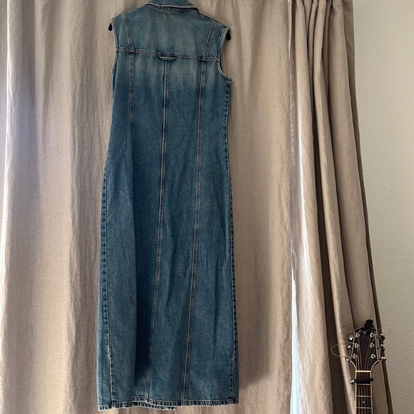 Zara (EUC)• long denim jean button front midi maxi collared split hem dress - Picture 11 of 12